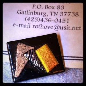 Handmade Polymer Clay and glass artistic brooch